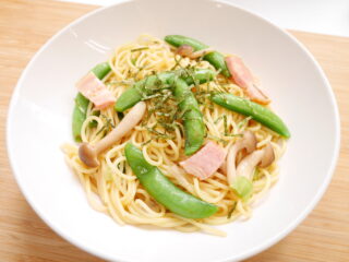 スナップえんどうの和風パスタ